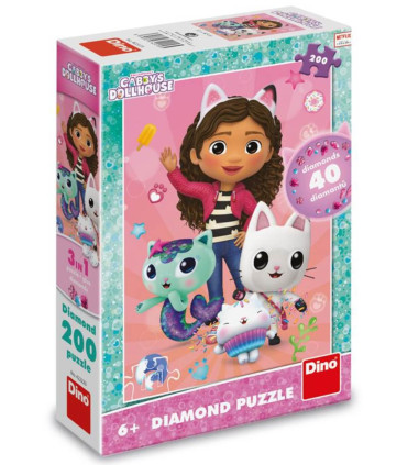 PUZZLE PENTRU COPII GABBY'S DOLLHOUSE 200 PIESE DIAMANT - PUZZLE ȘI CUBURI