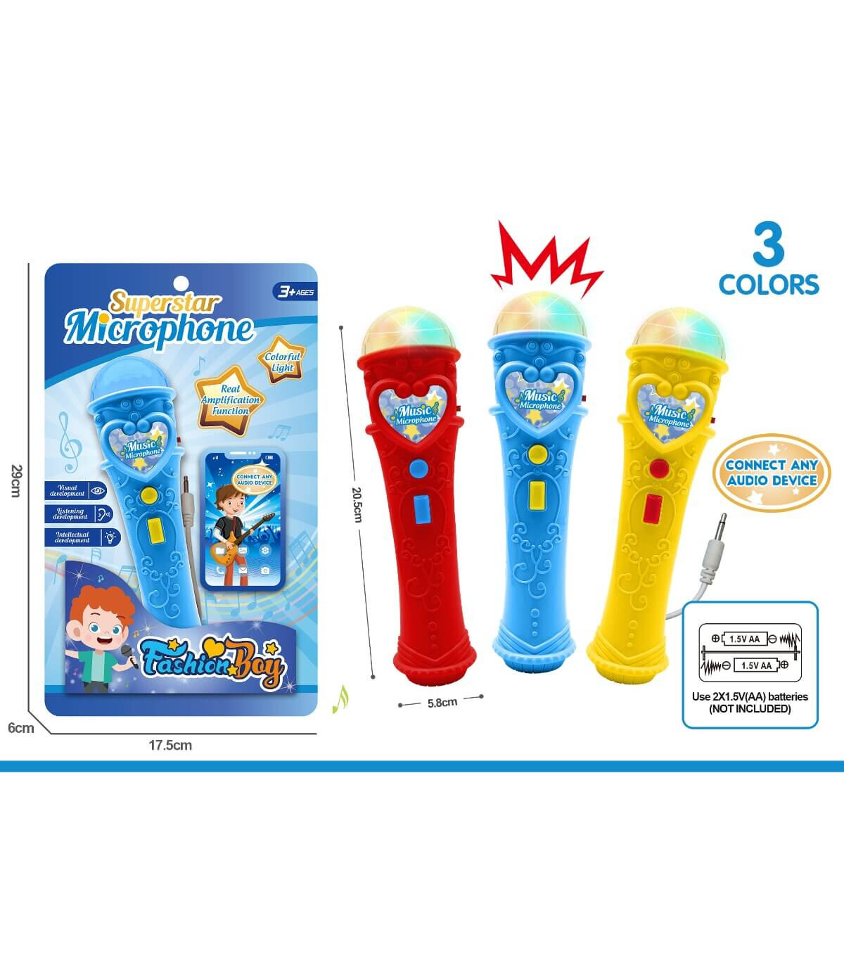 MICROFON MUZICAL PENTRU COPII DIN CARTON 3 CULORI - Microfoane