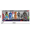5 SUPERHERO FIGURES WITH GUNS IN A BOX