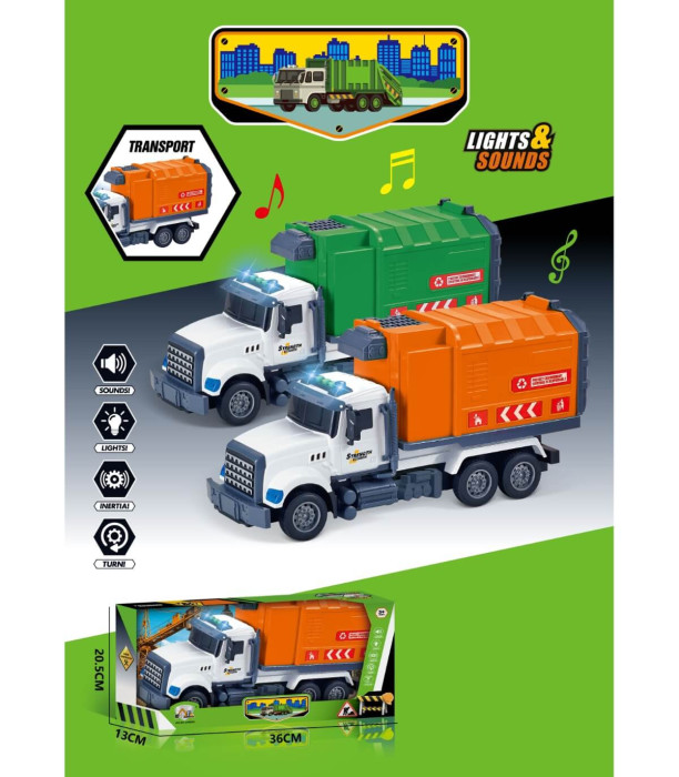 KIDS' GARBAGE TRUCK WITH SOUND AND LIGHT IN OPEN BOX - Agricultural, construction machinery and military equipments