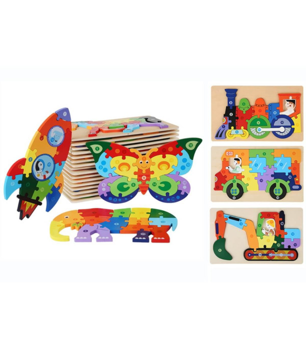 PUZZLE DIN LEMN PENTRU BEBELUȘI 20 TIPURI - DIN LEMN