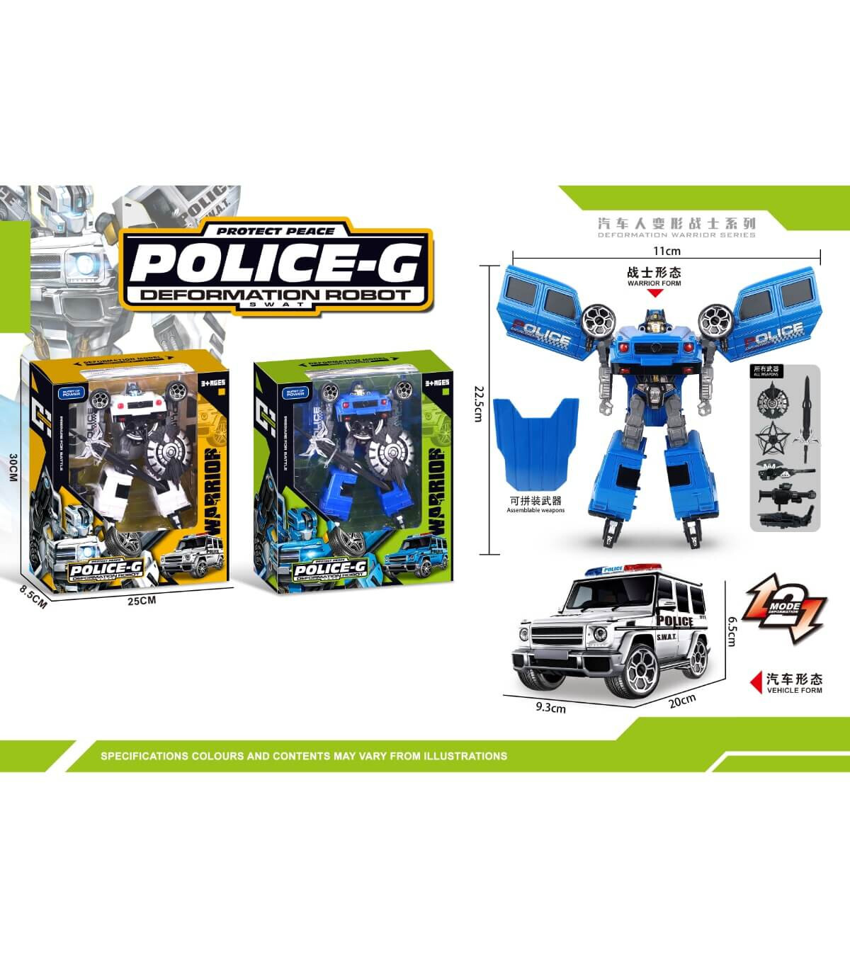 TRANSFORMATOR POLIȚIE MAȘINĂ ÎN CUTIE 2 CULORI - Figurine Transformers