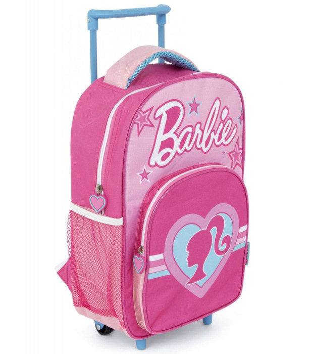 RANICĂ PENTRU COPII CU ROȚI ȘI BUZUNAR FRONTAL BARBIE 41*24*12 - Rucsaci pentru copii