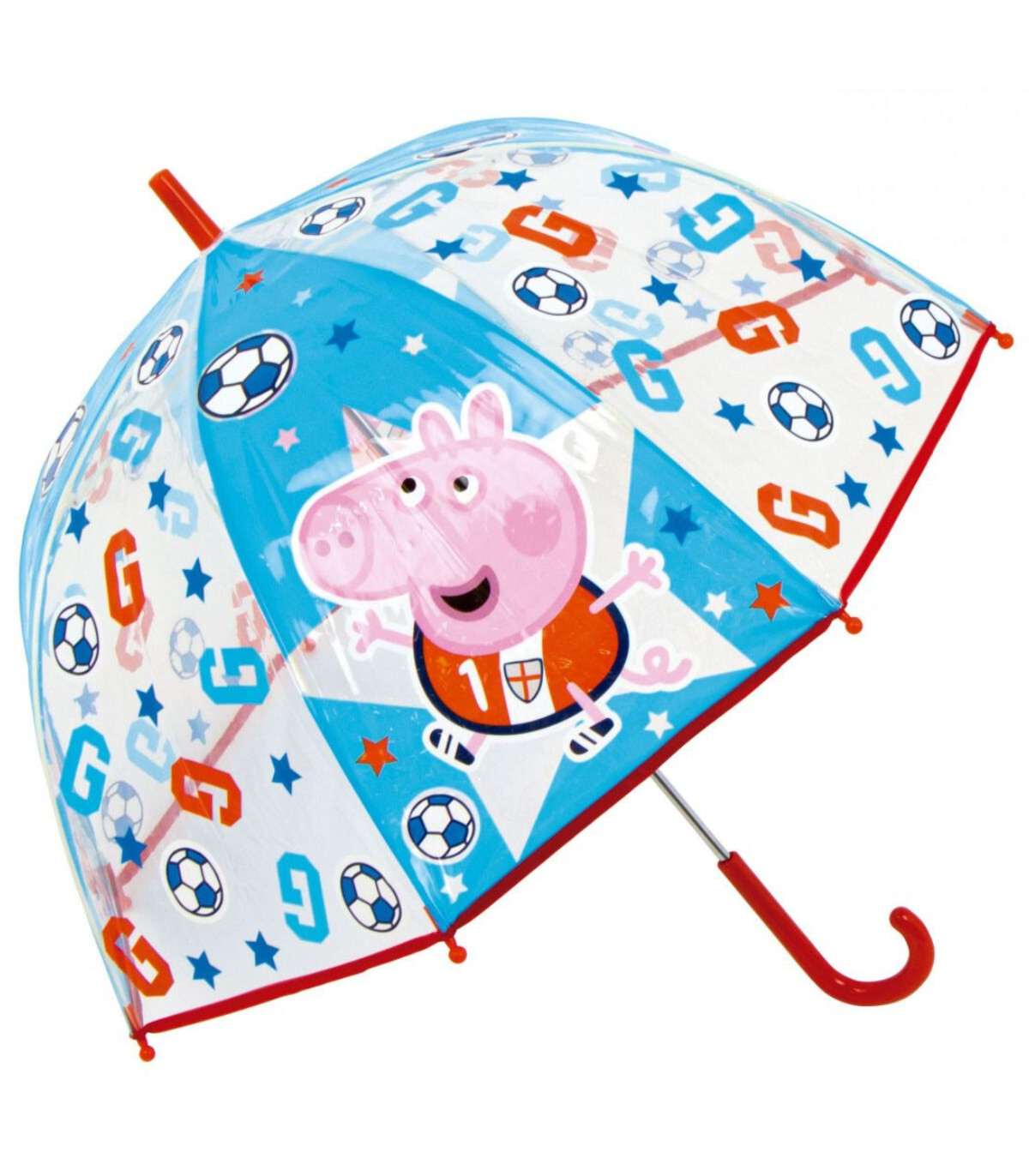 UMBRELĂ MANUALĂ PENTRU COPII CAMPANĂ PEPPA PIG - GEORGE TRANSPARENTĂ 2 CULORI - UMBRARE PENTRU COPII