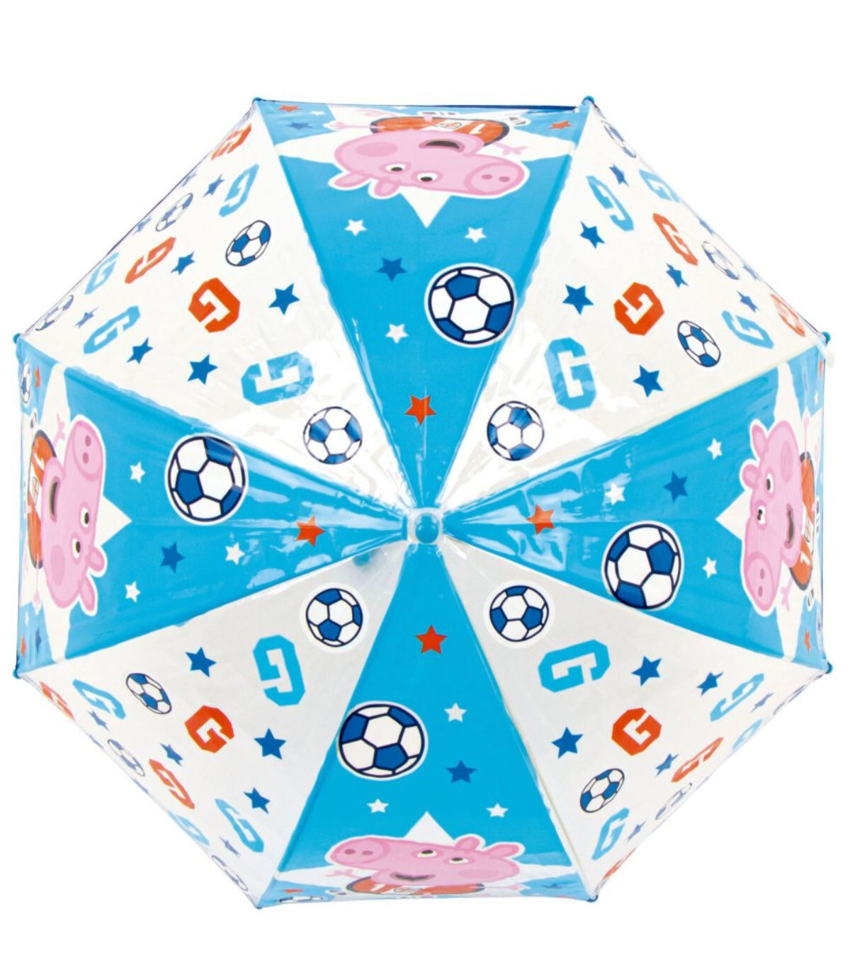 UMBRELĂ MANUALĂ PENTRU COPII CAMPANĂ PEPPA PIG - GEORGE TRANSPARENTĂ 2 CULORI - UMBRARE PENTRU COPII