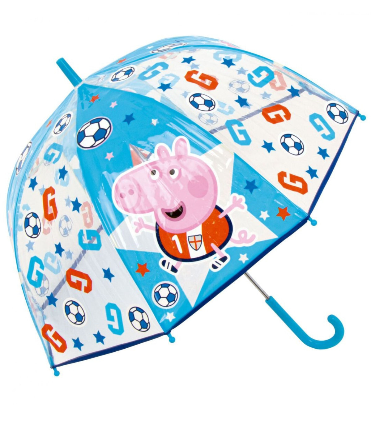 UMBRELĂ MANUALĂ PENTRU COPII CAMPANĂ PEPPA PIG - GEORGE TRANSPARENTĂ 2 CULORI - UMBRARE PENTRU COPII