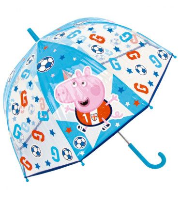 UMBRELĂ MANUALĂ PENTRU COPII CAMPANĂ PEPPA PIG - GEORGE TRANSPARENTĂ 2 CULORI - UMBRARE PENTRU COPII