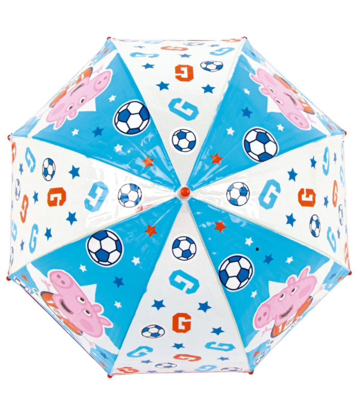 UMBRELĂ MANUALĂ PENTRU COPII CAMPANĂ PEPPA PIG - GEORGE TRANSPARENTĂ 2 CULORI - UMBRARE PENTRU COPII