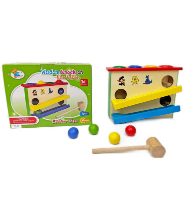 WOODEN GAME WITH BALLS AND HAMMER - WOODEN