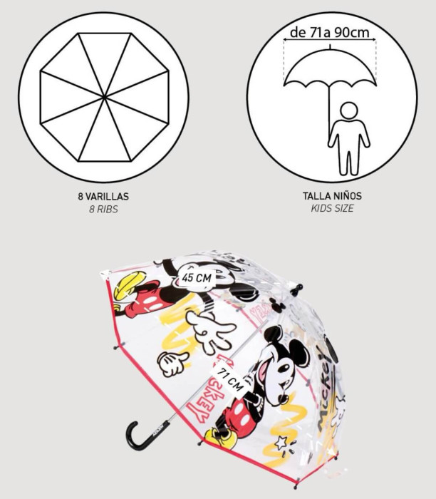 UMBRELĂ PENTRU COPII MECANICĂ POE MICKEY Cerda