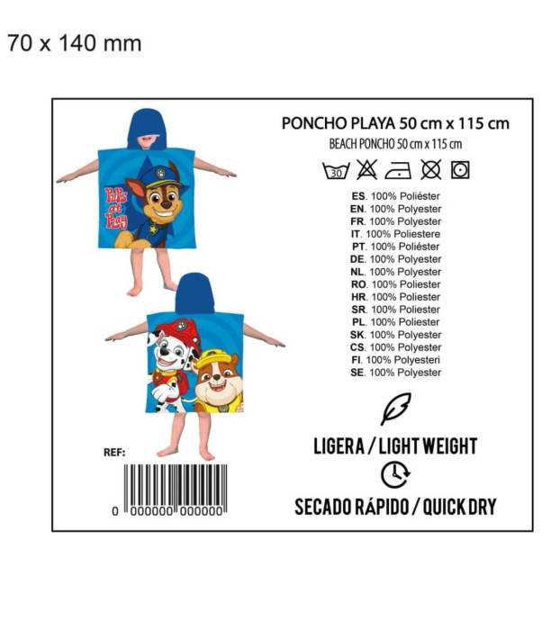 PROSOAPE PENTRU COPII PONCHO PAW PATROL 50*115 Cerda