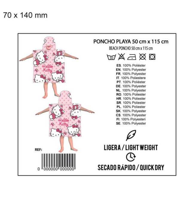 PROSOAPE PENTRU COPII PONCHO HELLO KITTY 50*111 Cerda