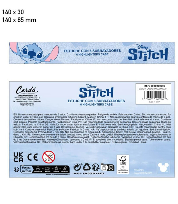 FLUORESCENT MARKERS IN SILICONE POUCH STITCH Cerda
