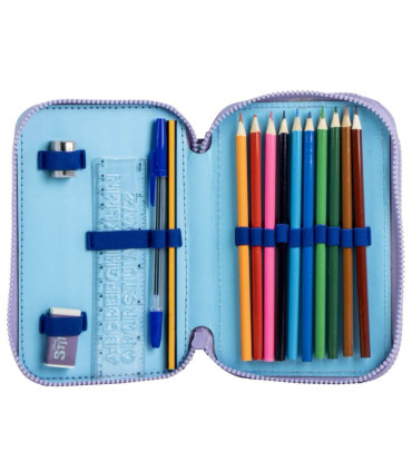 NECESSARY WITH 2 COMPARTMENTS AND SCHOOL SUPPLIES STITCH PINK Cerda