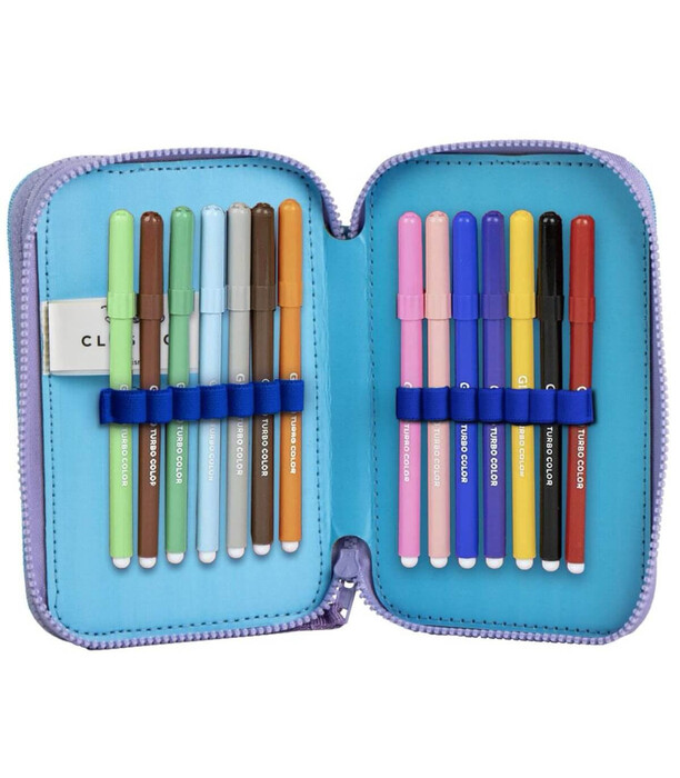 NECESSARY WITH 2 COMPARTMENTS AND SCHOOL SUPPLIES STITCH PINK Cerda