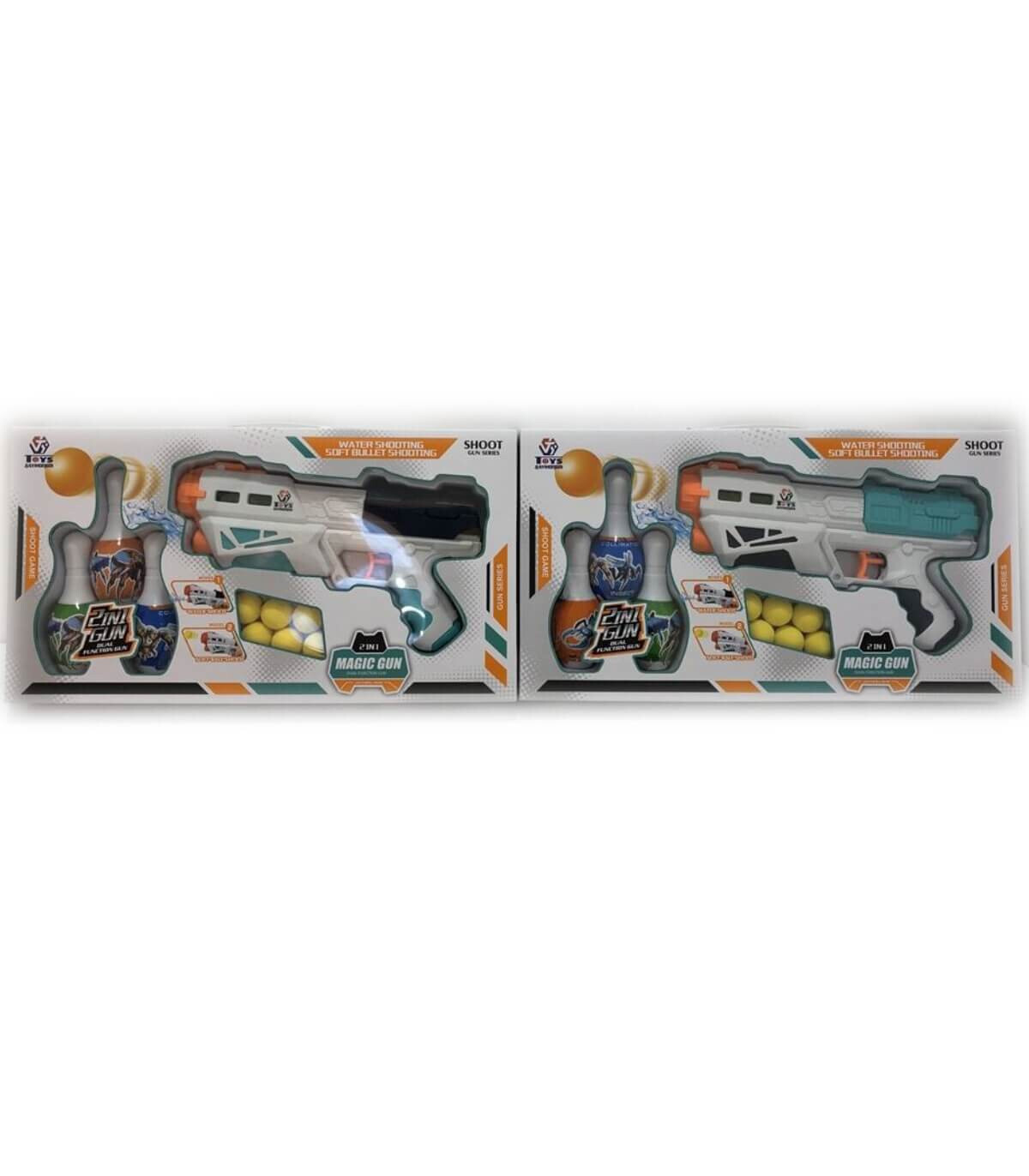 PISTOL PENTRU COPII ALB CU KEGLI ȘI BILE ÎN CUTIE Armtoys