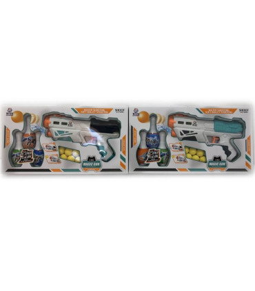CHILDREN'S WHITE PISTOL WITH BOWLING PINS AND BALLS IN A BOX Armtoys