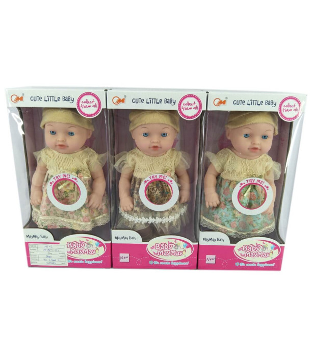 PUERTO BEBE CU PĂLĂRIE, ROCHIE ȘI 6 SUNETE 32 CM ÎN CUTIE Armtoys