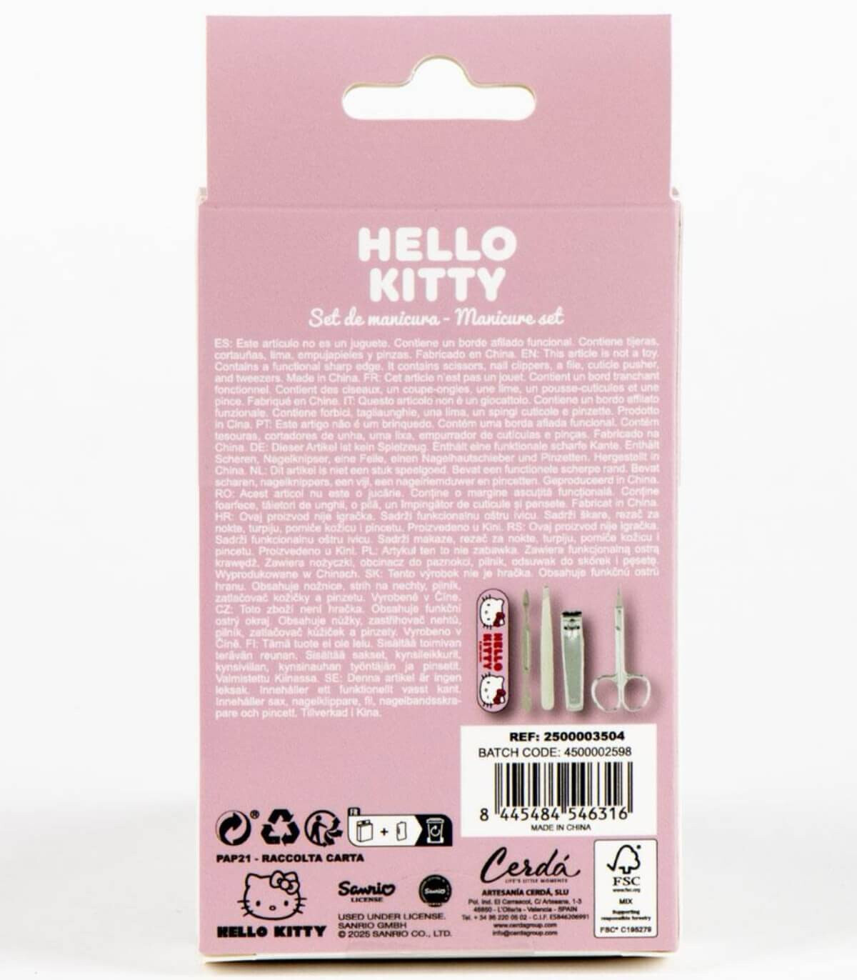 NECESAR PENTRU COPII CU SET DE MANICHIURĂ 5 PIESE HELLO KITTY Cerda