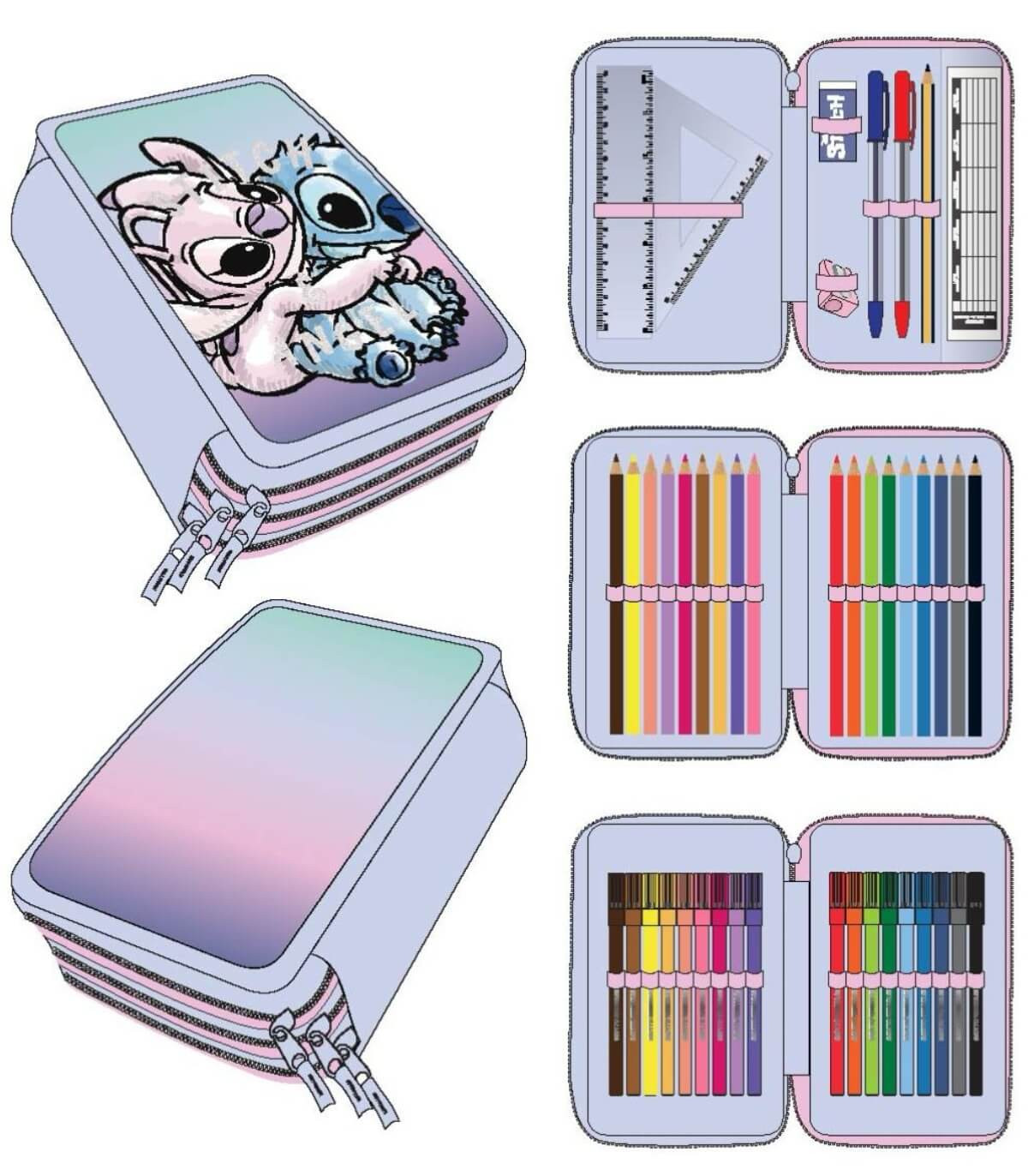 NECESER CU 3 CIPURI ȘI MATERIALE DIDACTICE STITCH Cerda
