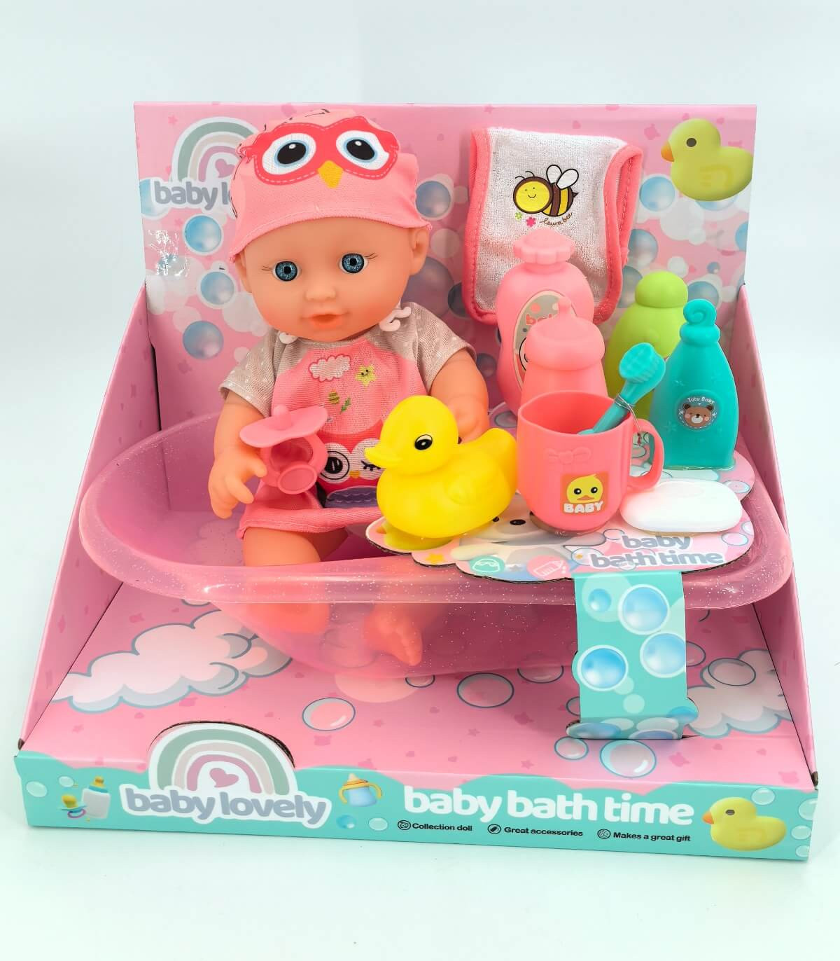 DOLL BABY WITH BATH AND ACCESSORIES IN OPEN BOX PINK Armtoys