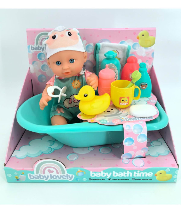 POPA BEBE CU BAIE ȘI ACCESORII ÎN CUTIE DESCHISĂ VERDE Armtoys
