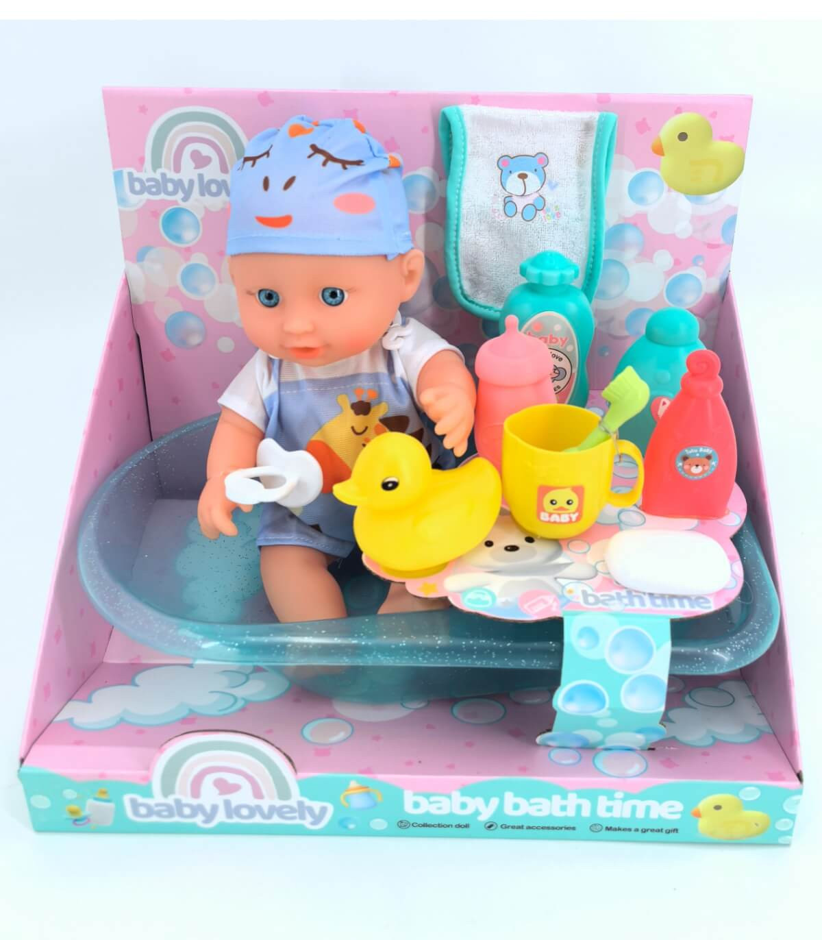 POPA BEBE CU BAIE ȘI ACCESORII ÎN CUTIE DESCHISĂ ALBASTRĂ Armtoys