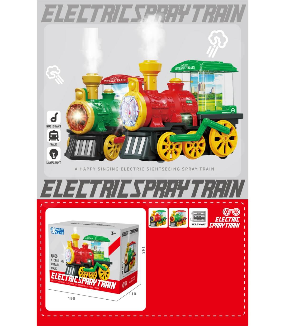 LOCOMOTIVĂ DE JUCĂRIE CU ACVARIU ROTATIV Armtoys