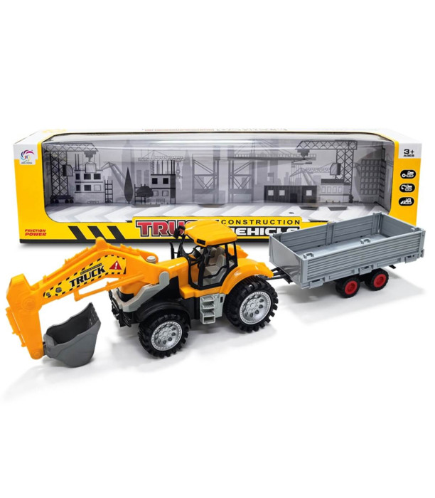 CHILDREN'S TRACTOR WITH LOADER AND TRAILER IN BOX Armtoys