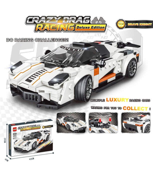 CONSTRUCTOR MAȘINĂ SPORT ALBĂ 347 PIESE Armtoys