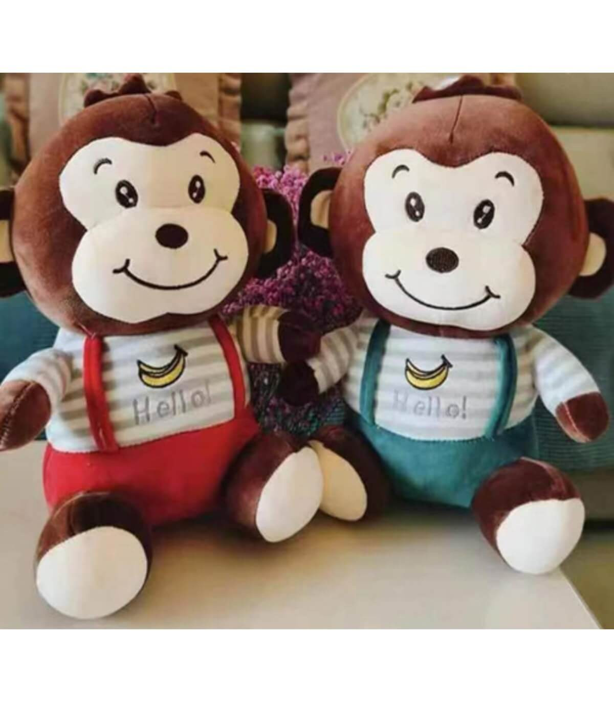 MAIMUȚĂ DIN PLUȘ CU SALOPETĂ 30 CM 2 CULORI Armtoys
