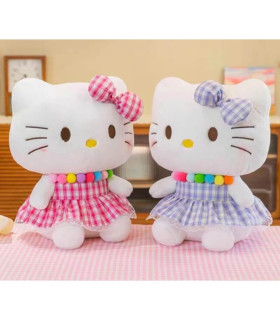 Pisică de pluș cu fundiță și rochie 45 cm 2 culori Armtoys