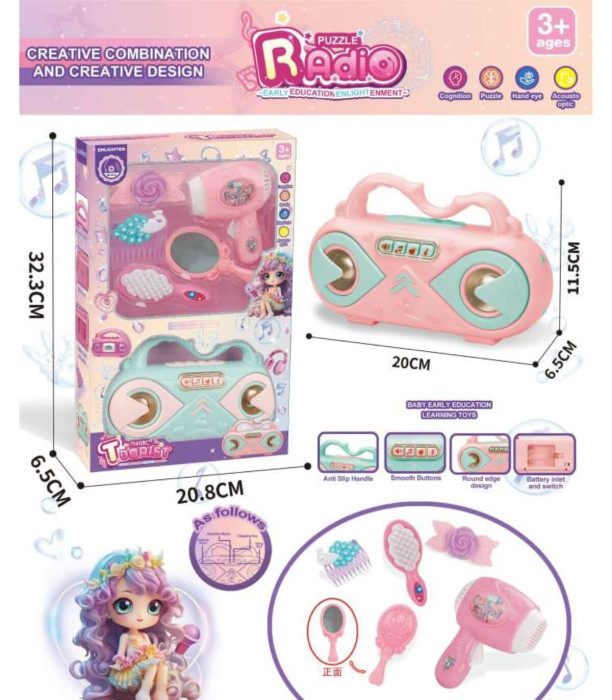 SET DE FRIZIERIE PENTRU COPII CU CASSETOFON Armtoys