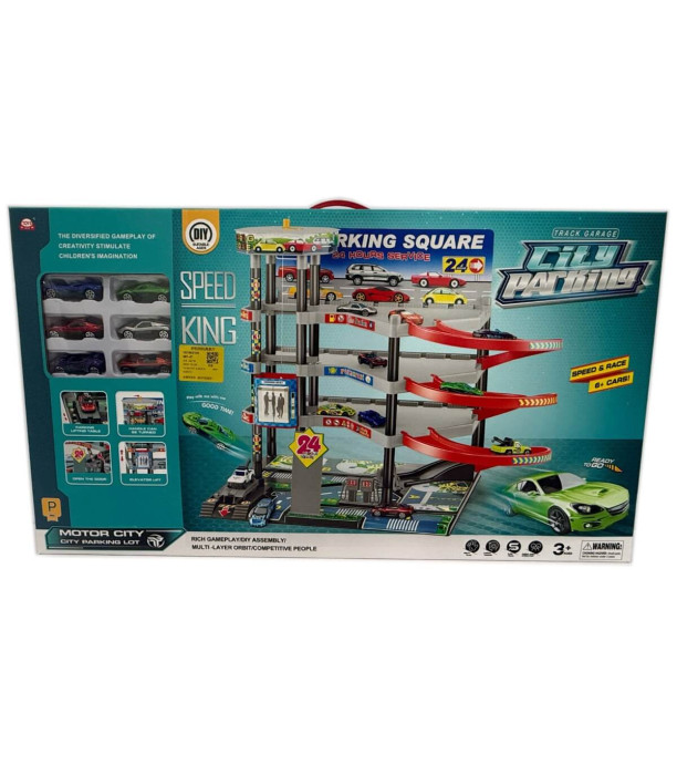 PARCARE COPIL MARE CU LIFT ȘI 6 MAȘINI METALICE Armtoys