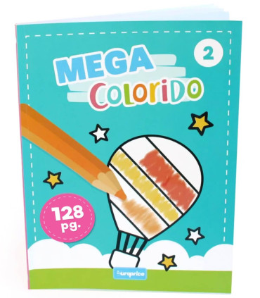 COLORING BOOK 128 PAGES MEGA COLORFUL 4 TYPES Europrice