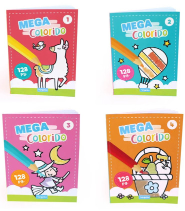 COLORING BOOK 128 PAGES MEGA COLORFUL 4 TYPES Europrice
