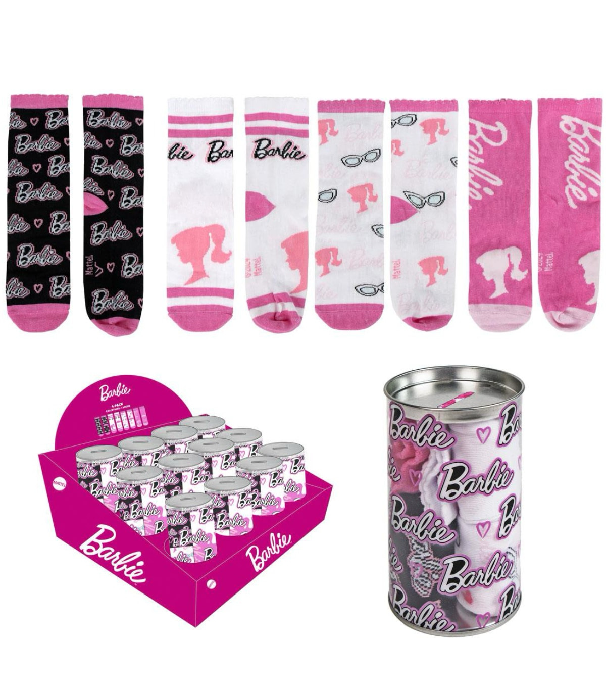 CHILDREN'S SOCKS 4 PAIRS IN A JAR 27-38 BARBIE Cerda