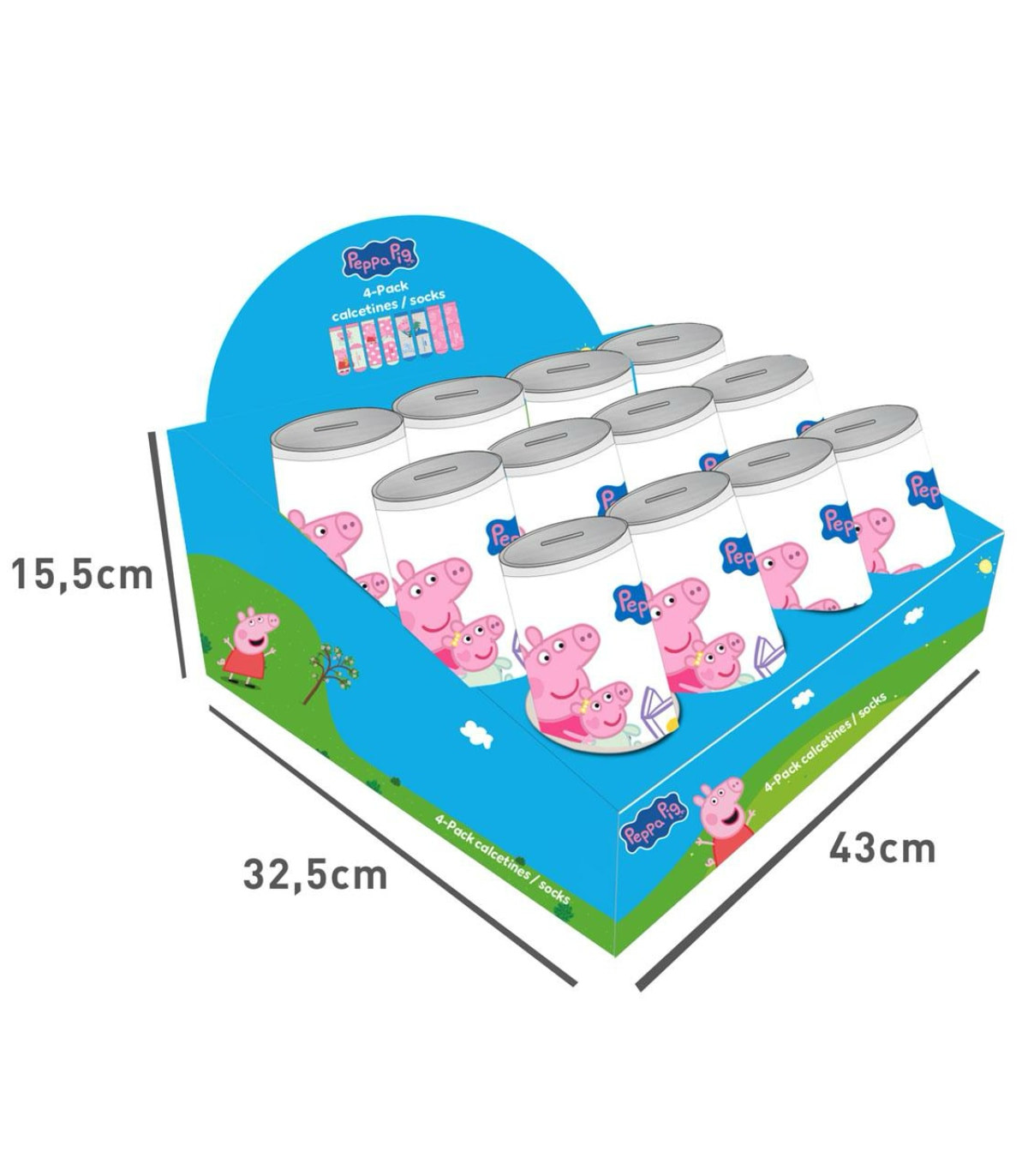 ȘOSETE PENTRU COPII 4 PERECHI ÎN BORCAN 23-30 PEPPA PIG Cerda