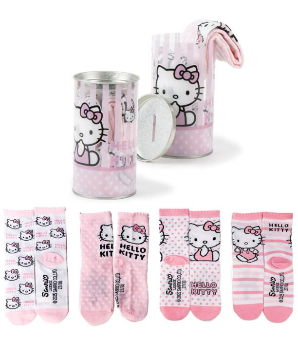 ȘOSETE PENTRU COPII 4 PERECHI ÎN BORCAN 27-38 HELLO KITTY Cerda