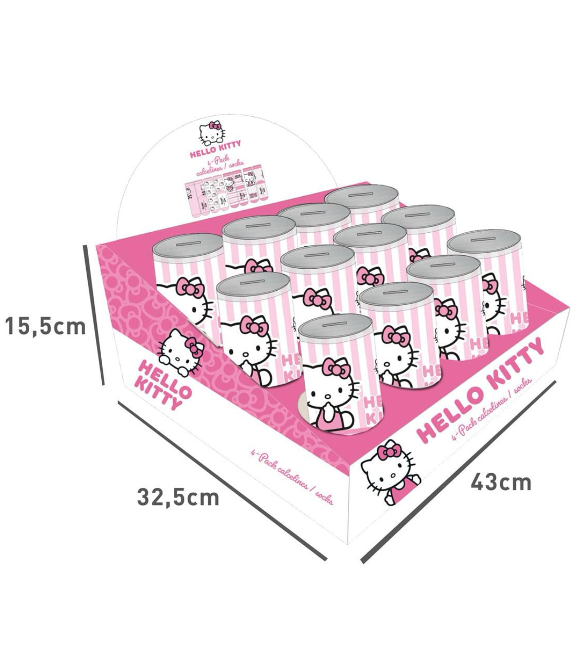 ȘOSETE PENTRU COPII 4 PERECHI ÎN BORCAN 27-38 HELLO KITTY Cerda