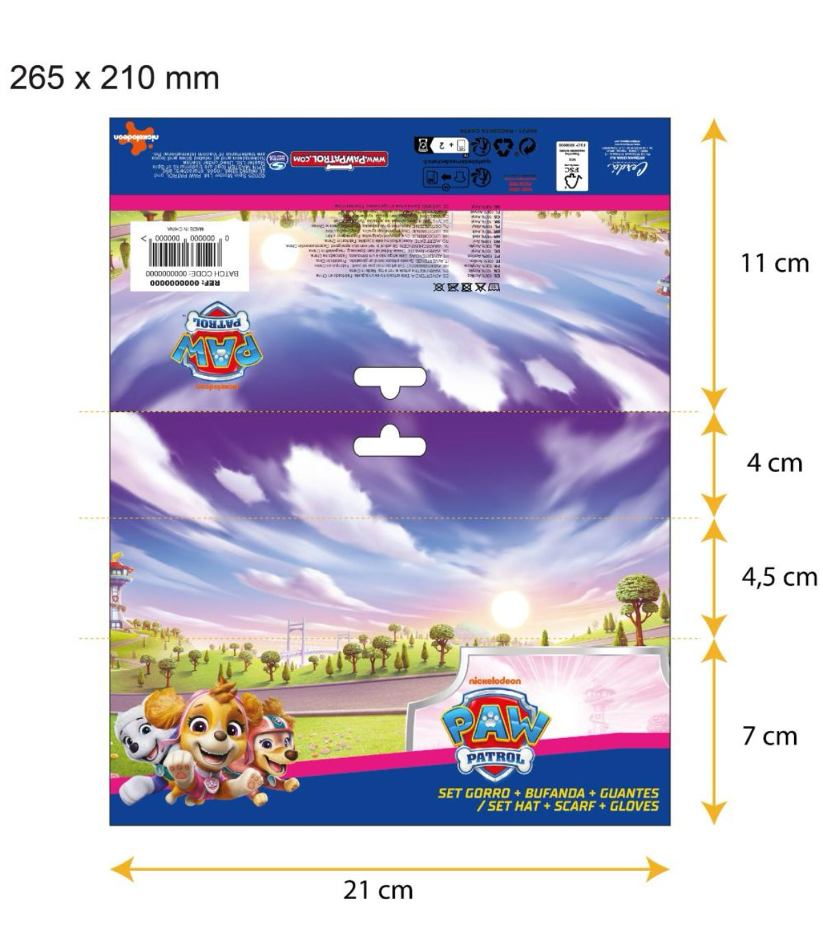 Șapcă de copii cu fular și mănuși PAW PATROL SKY Cerda